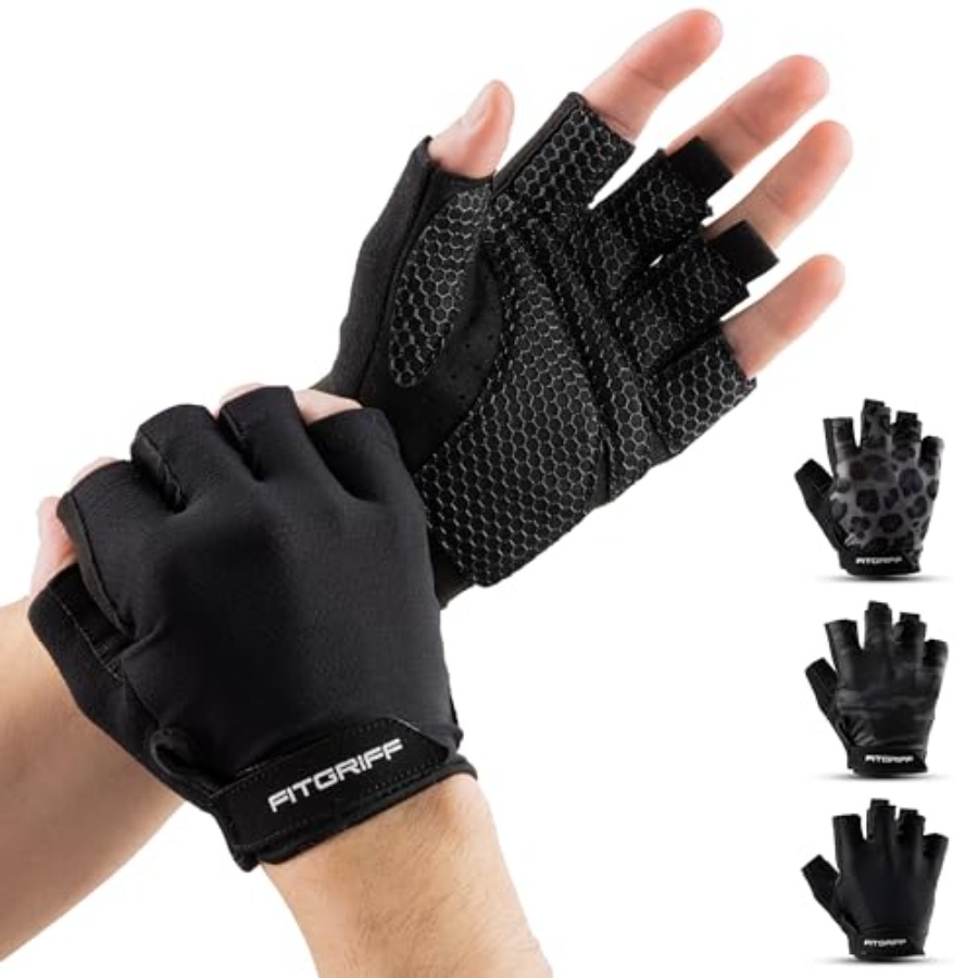Weightlifting Gloves - ® 男女兼用パッド入りワークアウトグローブ - ウェイトリフティング、トレーニング用フィンガーレスジムグローブ - 手のひら全体を保護