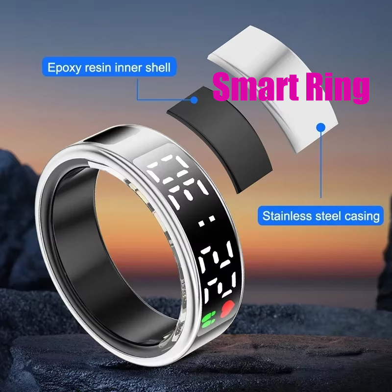 Gymnastic Ring - フィットネス スリープ スマートリング LEDディスプレイ搭載 心拍数 血中酸素濃度モニタリング