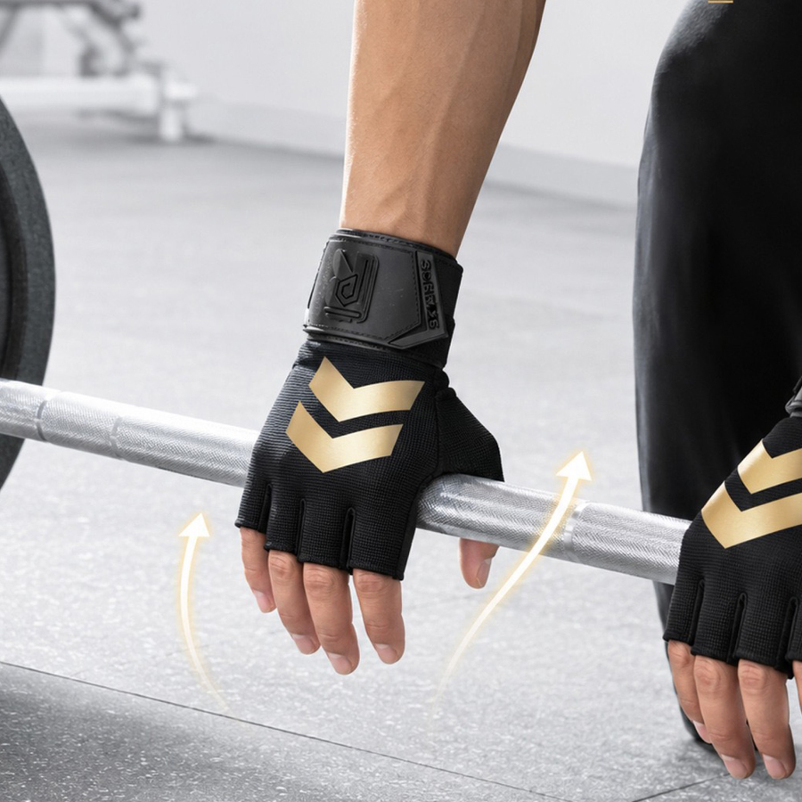 男女兼用、手首保護機能付きハーフフィンガーフィットネスグロー - Weightlifting Gloves のレビューと価格